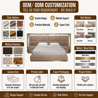 Modernes Italienisches Luxus-Stoffbett mit Breitem Kopfteil, Vollgröße, Gepolstertes Bett mit Stauraum und Weichem Bettdesign für Villa-Hauptschlafzimmer