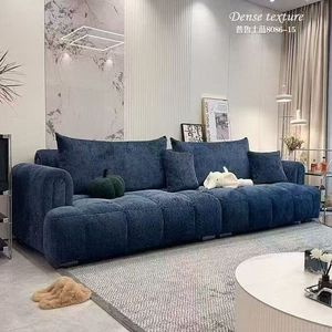 Canapé sectionnel droit en tissu chenille style crème français, moderne et minimaliste, capitonné, pour petit appartement ou salon - Product Image 2