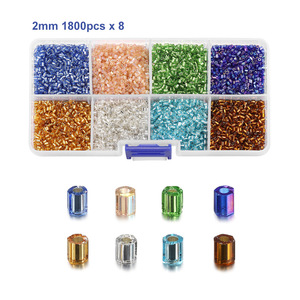 ลูกปัดแก้วขนาด 2 มม. 1800 ชิ้น x 8 สี สำหรับทำเครื่องประดับ DIY อุปกรณ์งานฝีมือ รูปทรงกลม ชุดลูกปัดแบบหลวม - Product Image 1