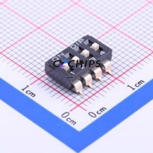 DM-04-V-T/R DIP Switch SMD-8P,6.2x11.1mm Switch Flat Toggle, Raised Type Single Pole Single Throw 4 2.54mm - Product Image 1