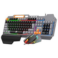 Clavier et souris de jeu filaires RAIKU T16, panneau métallique, rétroéclairage arc-en-ciel, support pour téléphone, 104 touches pour PC, ordinateur portable, joueur, esports