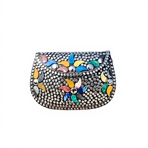 Bolso de mano elegante bohemio con cuentas para mujer, bolso con solapa con patrón geométrico colorido, correa de cadena, bolso de noche para fiesta de gran capacidad - Product Image 6