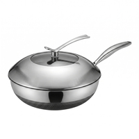 Poêle à frire commerciale en nid d'abeille en acier inoxydable, wok tri-couches avec couvercle pour usage en cuisine d'hôtel et de restaurant