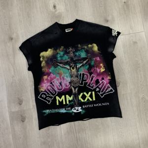 RoughPlay <strong>RockStar</strong> T-Shirt with Diamond Direct Spray Breathable Rhinestone Fashion Brand Short Sleeved Shirt - Product Image 6