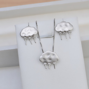 Pendientes de Plata S925 con Colgante de Nube Personalizado, Incrustaciones de Perlas, Bandeja Vacía para DIY, Accesorios de Moda, Conjunto de Joyería de Moda 1380 - Product Image 2