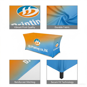 Nappe personnalisée avec logo <span class=keywords><strong>d</strong></span>'entreprise sur mesure, bannière de table extensible en spandex de 6 pi et 8 pi pour salon professionnel, événement, housse de table tréteau - Product Image 4