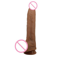 Pretty Love 11 In's, Dildo de Silicona Líquida Realista, Ecológico, Suave, Impermeable IPx7, con Ventosa, Color Marrón, Talla L, Largo 280 mm