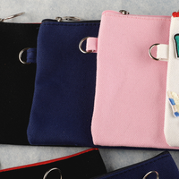 Pochette en toile à fermeture éclair prête à être expédiée, sac à crayons personnalisé avec patch, porte-monnaie, trousse de toilette