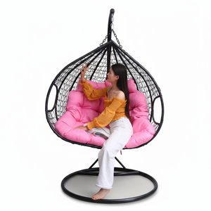 Letsgo-<span class=keywords><strong>Columpio</strong></span> de mimbre moderno para jardín, silla colgante con asiento de cojín impermeable para 2 personas - Product Image 3