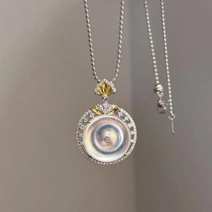 Collar de Plata Pura S925 Estilo Chino con Fideos de Huevo, Jade Blanco con un Toque Sencillo y Sofisticado, Collar de Perlas Pequeñas y Frescas - Product Image 2