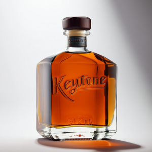 Bouteilles en verre rondes transparentes créatives 500 ml avec bouchon couronne, haute qualité, pour whisky, vodka, <span class=keywords><strong>tequila</strong></span>, liqueur, emballage personnalisé avec logo - Product Image 1