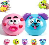 Balle anti-stress créative en forme de tête de chien à presser, jouet sensoriel à expression changeante, cadeau fantaisie pour enfants et adultes