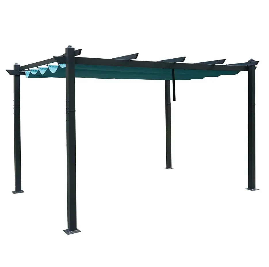 Outdoor Extra Grote Waterdichte Gietijzeren Bbq Grill Pergola Met Zonnescherm Tuinhuisje Luifel