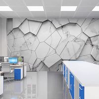 Murale murale personnalisée en soie imprimée par transfert thermique, motif géométrique hexagonal Art Déco bleu de style chinois, taille sur mesure pour fond de maison
