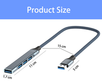 Clé USB tressée à 4 ports Hub 3.0 Ultra-mince pour MacBook, ordinateur portable, Surface Pro, PS4, lecteur Flash