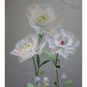 Flores Gigantes de Amapola de Organza de Seda Artificial, Color y Tamaño Personalizables, para Bodas Románticas, Día de la Madre, Navidad, Decoración del Hogar y Escaparates - Product Image 3