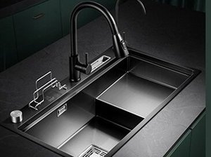 Fregadero de cocina de acero inoxidable engrosado con montaje superior, diseño sin juntas y drenaje rápido para el hogar - Product Image 4