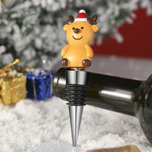 Resin Christmas Reindeer Wine <b>Stopper</b> Doll Glossy Finish Indoor Use <b>Bottle</b> <b>Stopper</b> - Product Image 5