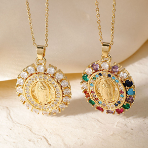 Collar <span class=keywords><strong>de</strong></span> Moda con Circonita Cúbica <span class=keywords><strong>de</strong></span> la <span class=keywords><strong>Virgen</strong></span> <span class=keywords><strong>de</strong></span> <span class=keywords><strong>Guadalupe</strong></span>, Collar con Colgante <span class=keywords><strong>de</strong></span> la <span class=keywords><strong>Virgen</strong></span> María, Collar Religioso Cristiano para Rezar - Product Image 6