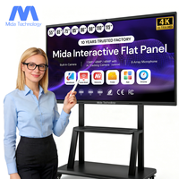Tableau blanc interactif tout-en-un MIDA 85 pouces avec écran tactile, moniteur intelligent 4K, système informatique 20 points tactiles, double système, caméra intégrée