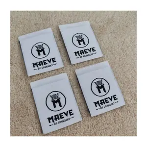 Sew On Customized Tên Thương Hiệu Logo Hot Cut Tags Dệt Dệt Dệt Kim Hat Nhãn Với Không Vải Ủng Hộ