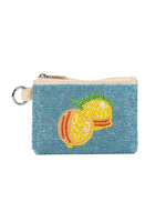 Harga Grosir Dompet Koin Mini Persegi Motif Lemon Buatan Tangan Dengan Manik-Manik, Lapisan Dalam, dan Ritsleting, Menerima Pesanan Khusus