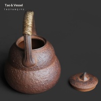Théière en céramique de style chinois vintage, en argile minérale, avec poignée en forme de gourde, pour cérémonie du thé Kung Fu, luxe léger, style rétro rock.