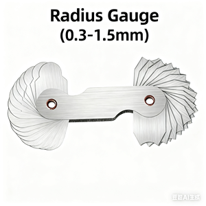 Hochpräzises Edelstahl-Radiusschablonen-Set zur Messung von Kreisbögen, 0,001 mm Genauigkeit, R0,3-1,5/R1-6,5/R1-7/R7,5-15 mm - Product Image 3