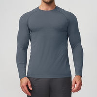 T-shirt de sport à manches longues sans coutures pour homme, haute qualité, séchage rapide, idéal pour la course, le yoga et l'entraînement, haut de compression pour l'exercice