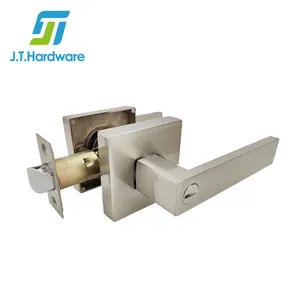 Pintu Kamar Mandi Toilet Disikat Nikel Privasi Persegi Rose Lever Tubular Latch Lock Set