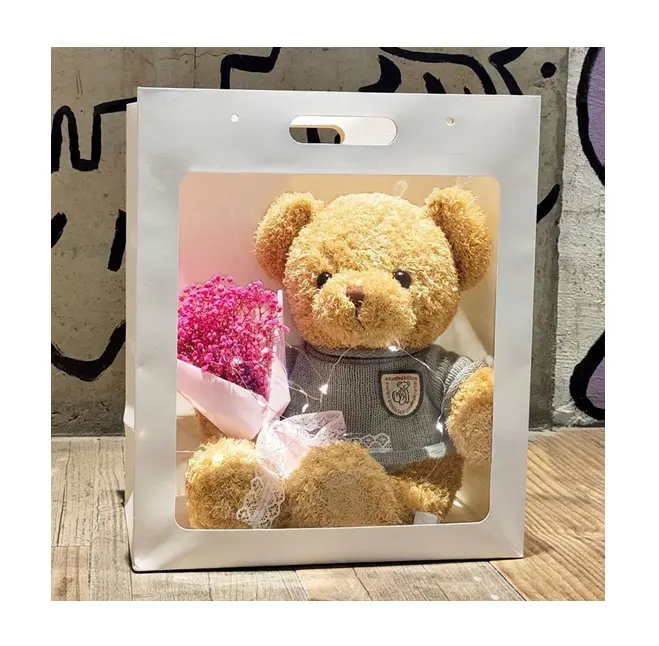 Offre Spéciale ours en peluche en peluche de la Saint-Valentin cadeau avec lumière LED pour petit ami petite amie meilleurs amis avec sac cadeau