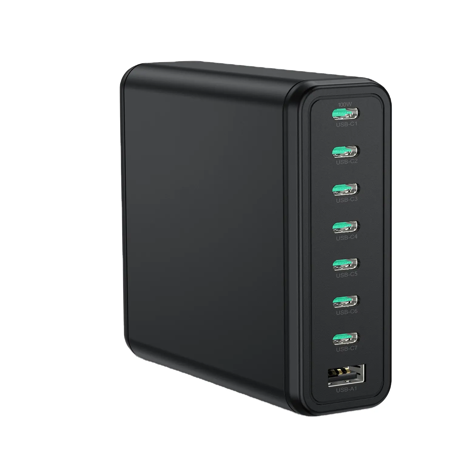 Station de charge rapide GaN Offres Spéciales 8 ports 200W 7 Type-c 100W Adaptateur secteur pour ordinateur portable Compatible avec tous les téléphones avec CE/FCC/UKCA/c