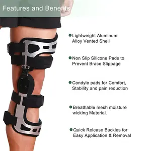 Osteoartrite atadura de joelho acl, dobradiça de joelho ajustável funcional, cinta de joelho ortopédica pcl, imobilizador de joelho