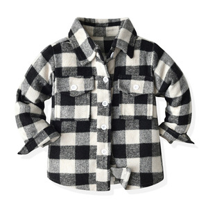 Chaqueta informal de otoño para niños, estilo coreano, nueva camisa a cuadros para niños, cuello de moda, cárdigan de manga larga cepillado, Top para 6 años - Product Image 6