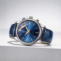 Montre à quartz pour homme avec bracelet en cuir de luxe OEM personnalisé, boîtier en alliage, étanche 3ATM, mouvement japonais, vente en gros d'usine