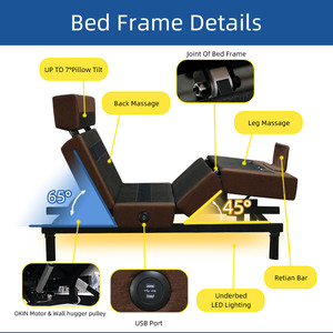 Cama Reclinable Multifuncional Moderna y Ajustable con Funciones Inteligentes para Muebles de Dormitorio HH01, Tamaño Ajustable - Product Image 5