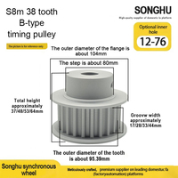 Polea de Sincronización S8M de 38 Dientes SH-HTPA38S8M250-B-P16 a 65 Orificios, Sincronizador de Aluminio OEM SONGHU