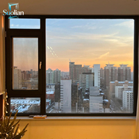 Fenêtre à battant contemporaine en aluminium avec verre trempé décoratif pour la conception de villas modernes