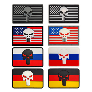 Patch tactique Punisher gris avec drapeau américain, logo 3D en caoutchouc souple PVC, autocollant pour sac extérieur, patchs amusants - Product Image 5