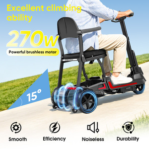 Scooter de mobilité extérieur senior EU, 3 roues, pliable, portable, 14 kg, aluminium, double batterie, 40 km d'autonomie, grand panier, éclairage LED lumineux - Product Image 4