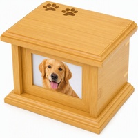 Urne funéraire en bambou pour animaux de compagnie avec cadre photo et empreinte de patte gravée, urne pour chien, urne pour chat, boîte commémorative en bois