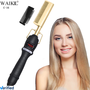 <span class=keywords><strong>Plancha</strong></span> de Pelo Portátil <span class=keywords><strong>Profesional</strong></span> WAIKIL C-16 de Gran Venta para Salón con Peine Caliente Eléctrico y Pantalla Digital - Product Image 1