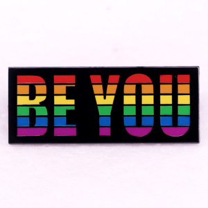 Be You LGBT arc-en-ciel couleurs émail broche coloré rayé épinglette courte phrase sac à dos Badge vêtements accessoires - Product Image 1