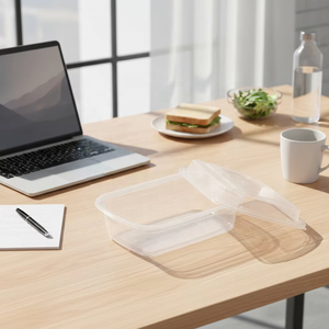 Hacamy <b>Clear</b> Rectangular Plastic Food Storage Container with Secure Snap Lid, Reusable BPA-Free Takeaway <b>Box</b> - Product Image 1