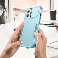 Coque de téléphone anti-chute pour iPhone 14 13 12 11 Pro Max avec fenêtre coulissante Couverture de téléphone portable pour iPhone 15 16 Pro Max