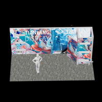 Stand d'exposition Mega Corner personnalisé 6*3M avec écran lumineux SEG, mur d'arrière-plan multi-panneaux avec graphisme texture marbre motif vague océanique
