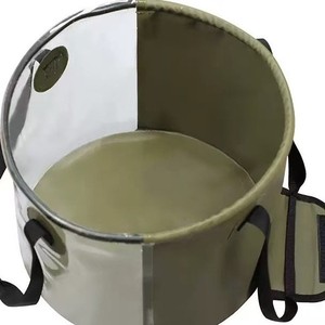 <b>Folding</b> Water <b>Bucket</b> 10L Portable PVC Military Green Transparent For Camping Fishing Travel Outdoor Use - Product Image 5
