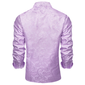 Camicie da smoking di lusso <span class=keywords><strong>viola</strong></span> con perline e motivo Paisley da <span class=keywords><strong>uomo</strong></span>, a maniche lunghe, per matrimoni e balli, con colletto a risvolto, <span class=keywords><strong>camicia</strong></span> elegante da cerimonia - Product Image 3
