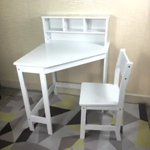 Scrivania e sedia da studio ad angolo per bambini in legno bianco tavolo per bambini con set di sedie