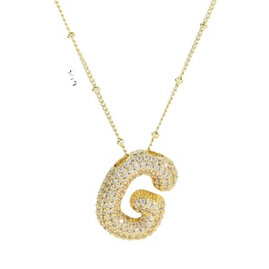 Lusso nuovo inglese <span class=keywords><strong>lettera</strong></span> <span class=keywords><strong>G</strong></span> cristallo zircone oro placcato in acciaio inox collane alla moda girocollo femminile gioielli a catena per regalo - Product Image 1